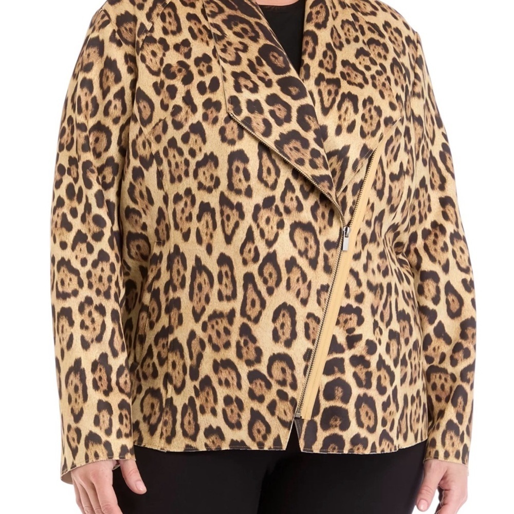 Philosophy NWT Jacket Faux Suede Moto Animal Print Mob Wife Statement Sz 2X